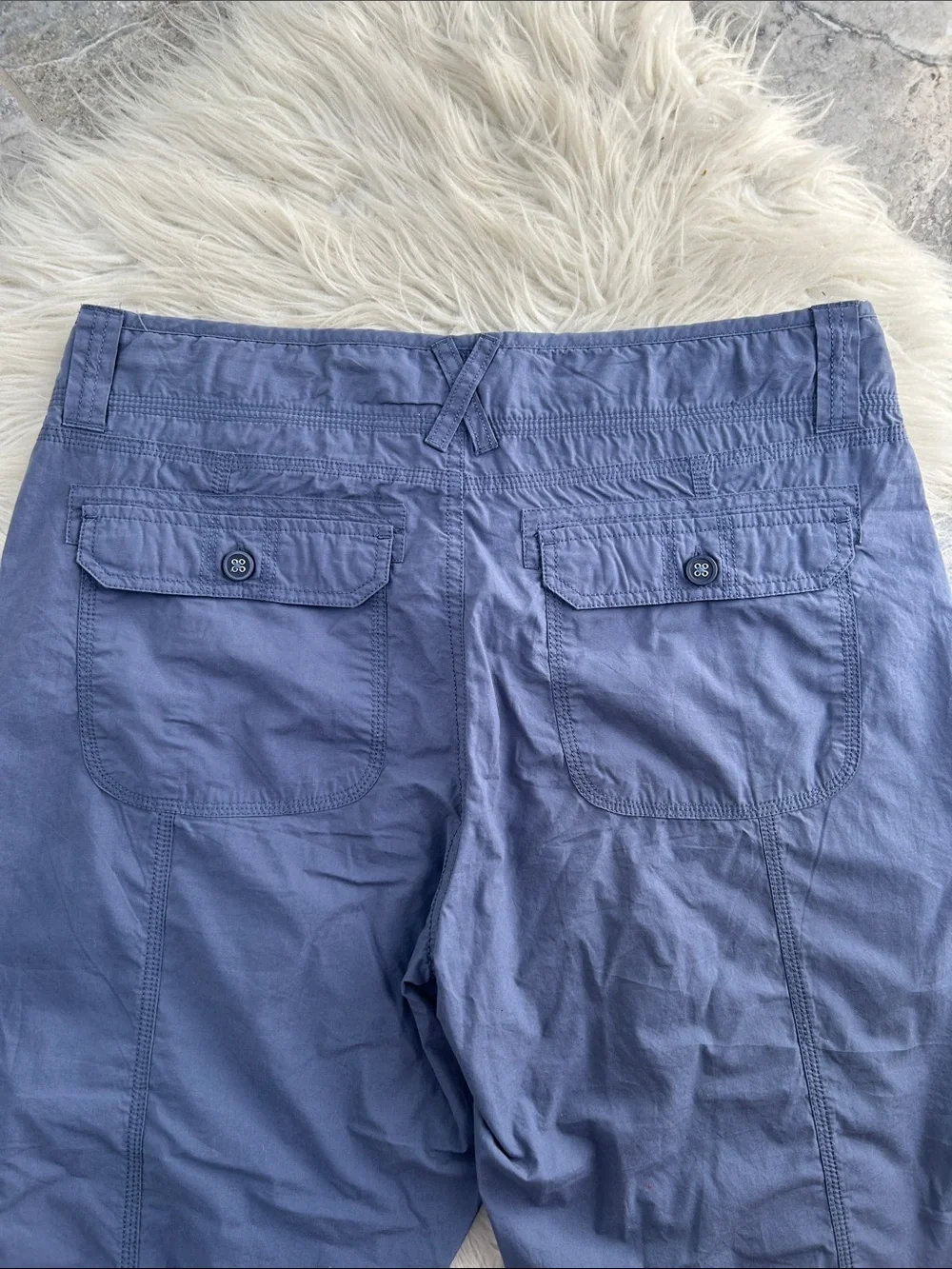Casual Blue Cropped & Cuffed Lightweight Cargo Pants